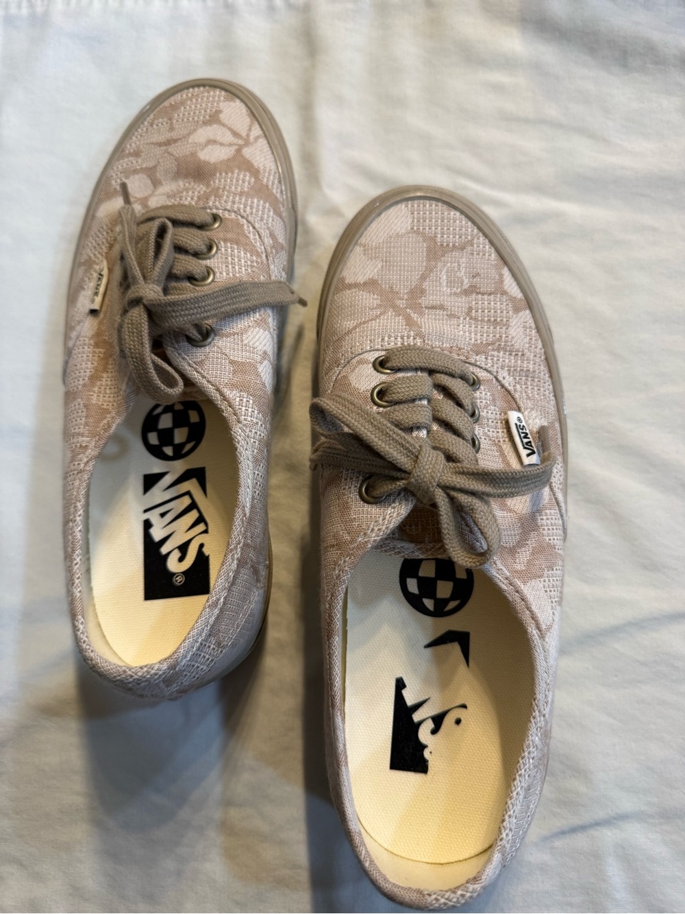 Vans Taupe Floral Lace-Up Canvas Sneakers